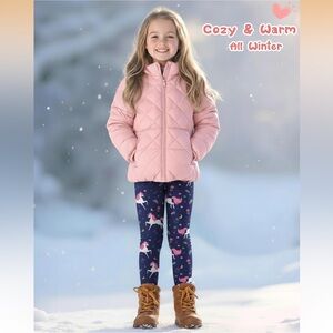 Bundle Amazon Kids Fleece lined Leggings Unicorns, Butterfly Feathers Print Sz 6
